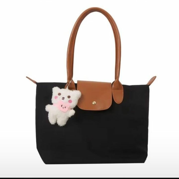 Sac à main en toile avec porte-clés ours
