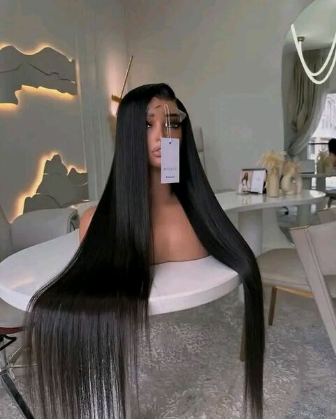 Perruque longue lisse noire