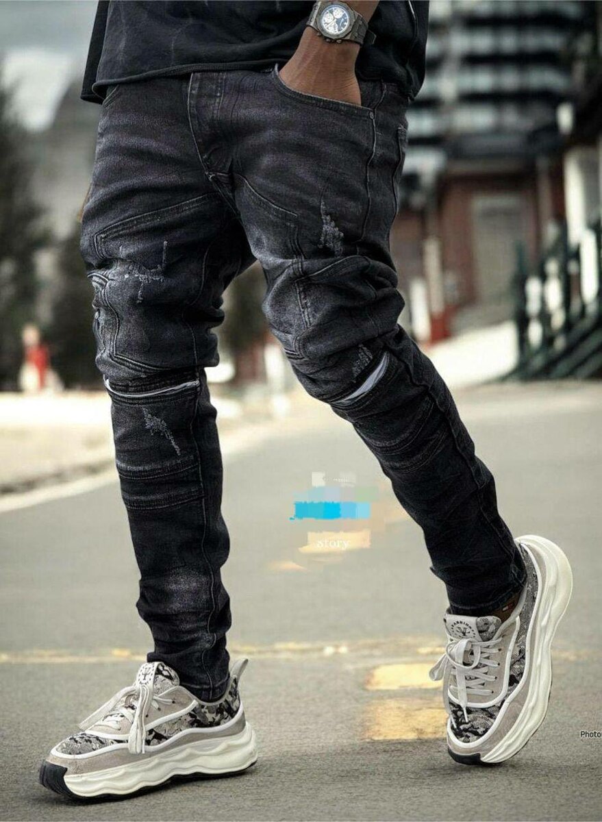 Jean biker décontracté homme