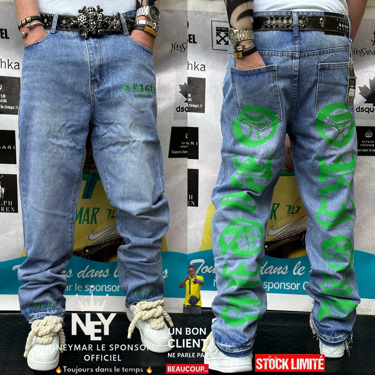 Jeans décontractés graphiques homme