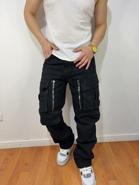 Pantalon cargo noir homme tendance