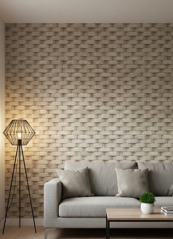 Papier Peint Effet Brique Beige