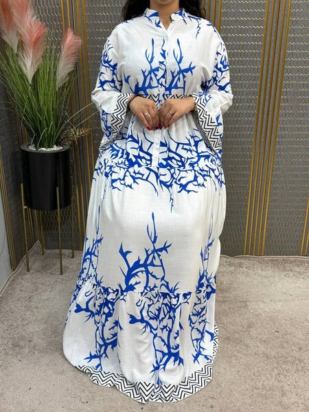 Robe longue en coton imprimé