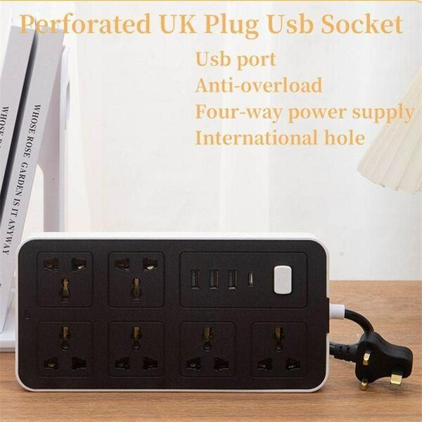 Power Strip 6 AC Sockets & 3 USB 1 Type C Port 6FT Cord