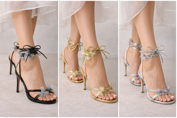 Sandales à talon fleuries