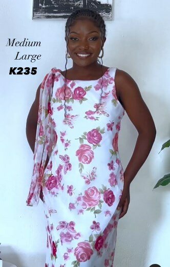 Maxi dress, light, print - roses