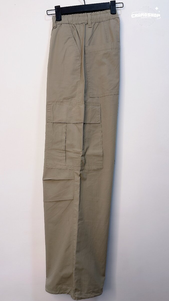 Pantalon cargo ample beige
