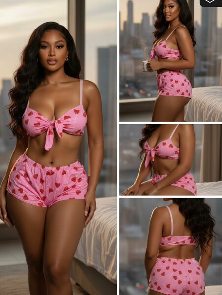 Ensemble Pyjama Coeur Rose