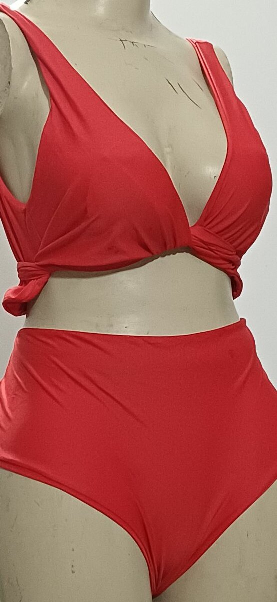 Bikini Femme Taille Haute Rouge