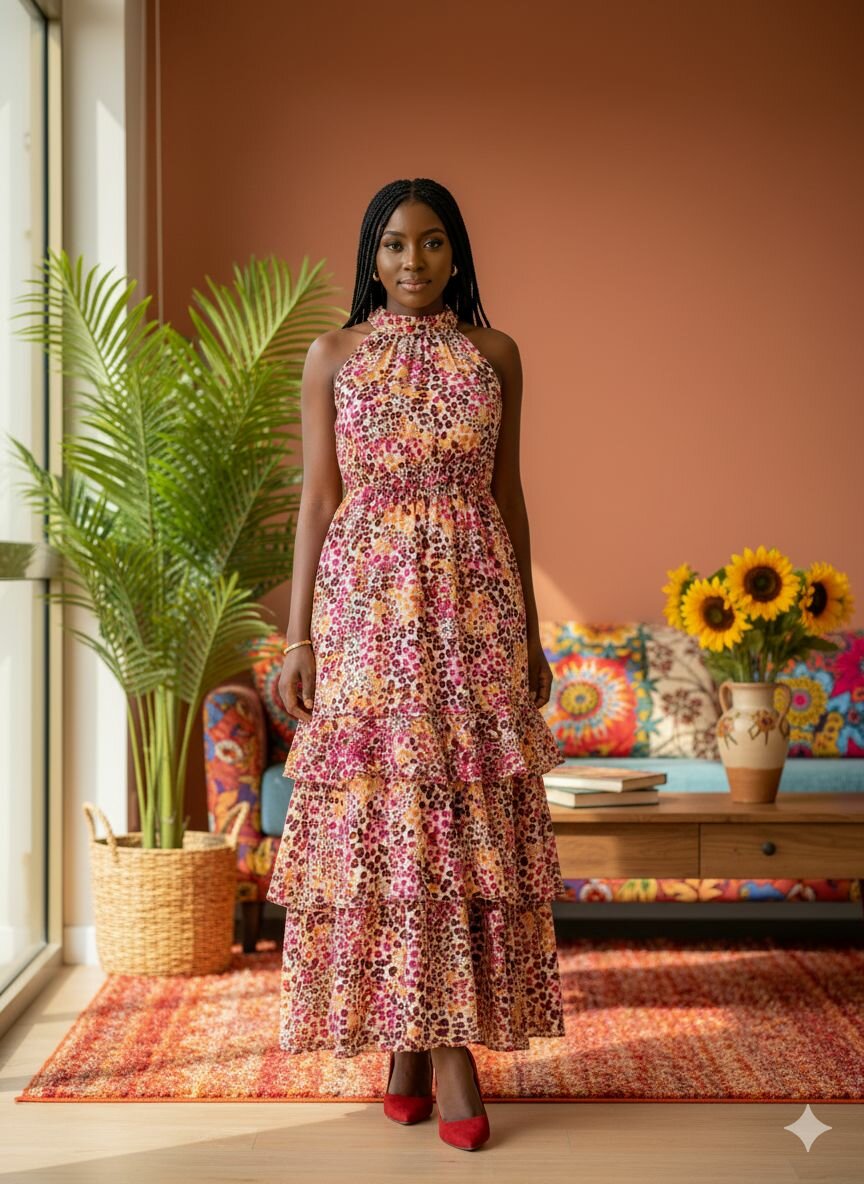 Robe longue imprimée fleurie