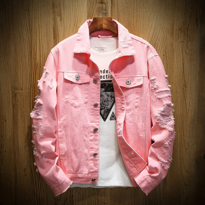 Veste en jean déchirée unisexe