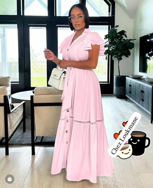 Robe Longue Rose Élégante