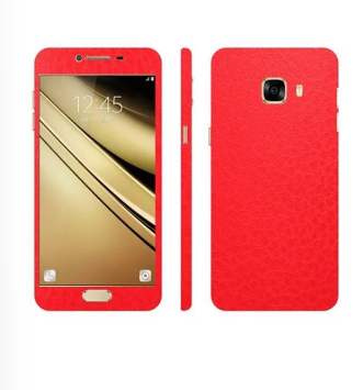 Samsung Galaxy C7 Red Common Leather Texture Mobile Skin