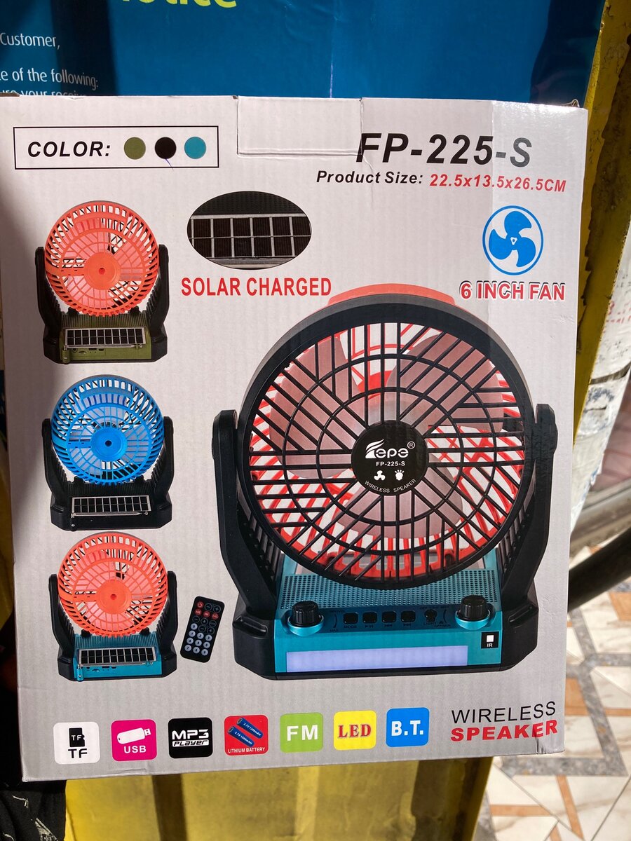 Rechargeable Solar Fan with Bluetooth Speaker