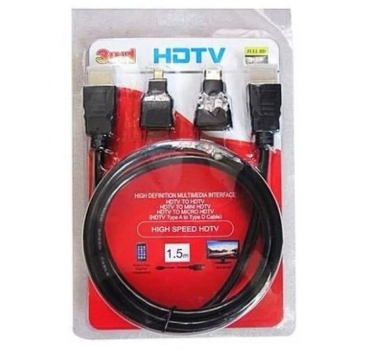 Câble HDTV 3 En 1 1,5m