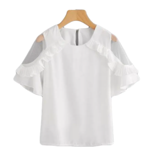 Blouses Women's Blouses Tops White Floral ( Fabric Net And Linen)