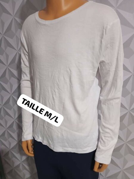 T-shirt Blanc Manches Longues