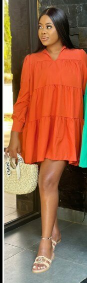 Orange dress size Free size, fits S-L