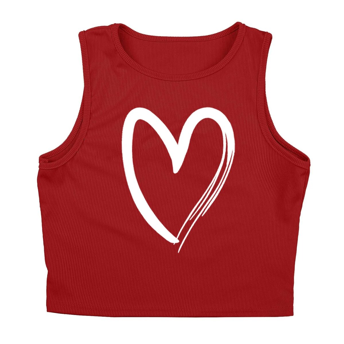 Heart Print Red Crop Top