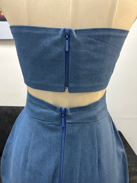 Strapless Denim cut-out  dress