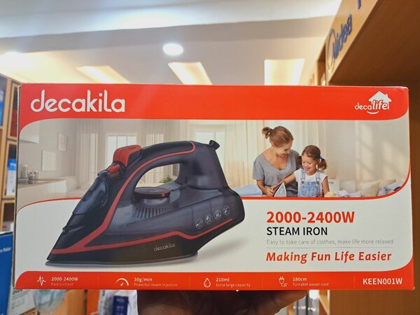 Durable Decakila steam iron black and red colour