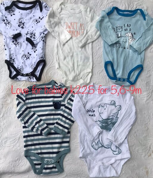 Set of 5 bodysuits, multicolor, print, 5, 6-9m