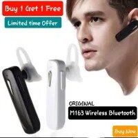 (Buy 1 Get 1 Free) M163 Wireless Bluetooth Single Earpiece With Ear Clip (Connect with All Bluetooth Devices).