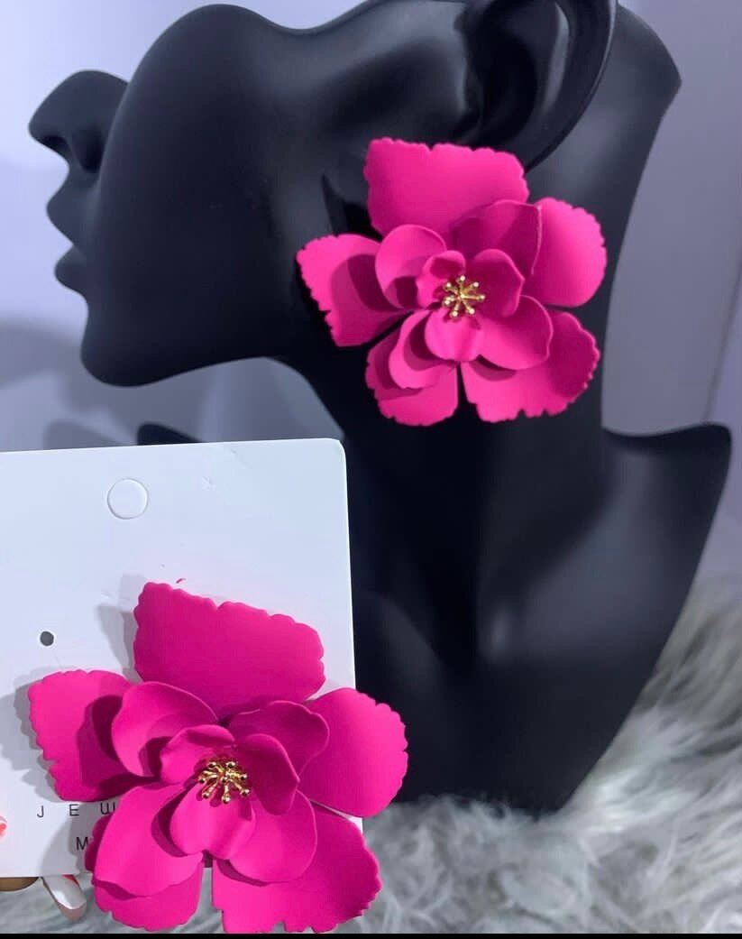Flower statement earrings
