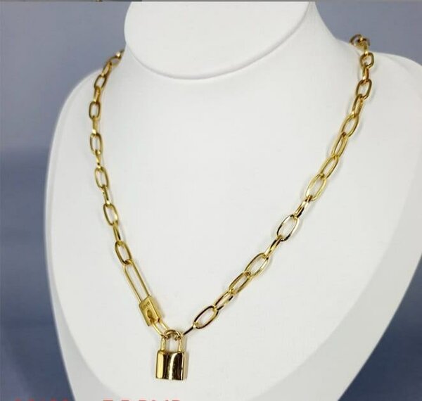 Gold Chain Necklace with Lock