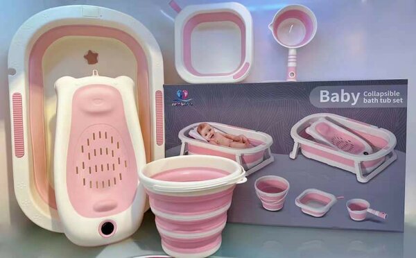 5 pieces foldable bathtub set with thermometer