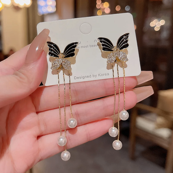 Boucles Papillon Perles Élégantes