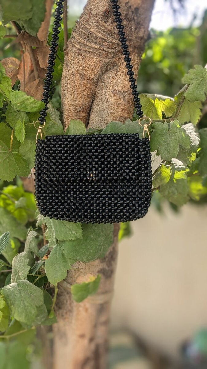 Black handmade womens handBag