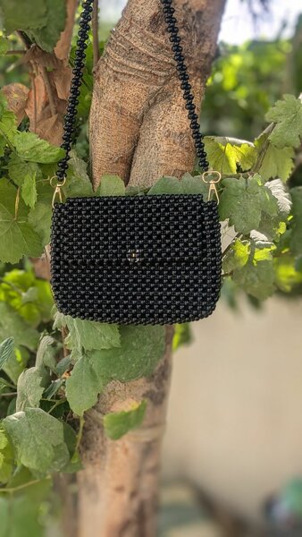 Black handmade womens handBag