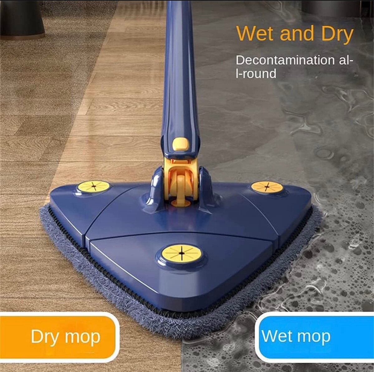 Balai de nettoyage triangle rotatif à 360 ° avec 2 têtes de