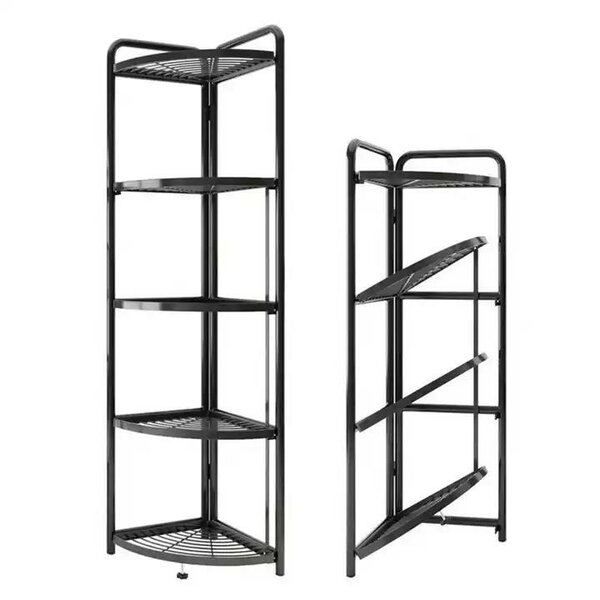 Multifunctional Foldable 5 tier corner shelve with wheels