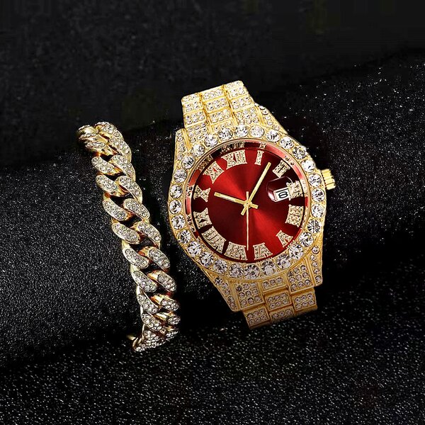 Montre Luxueuse Dorée Strass