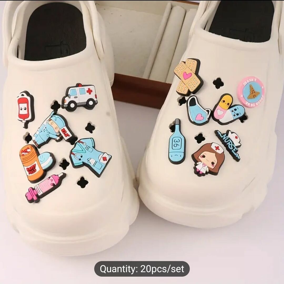20pcs/set Shoe Buckles, Fashionable Nurse clogs