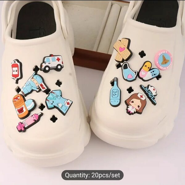 20pcs/set Shoe Buckles, Fashionable Nurse clogs