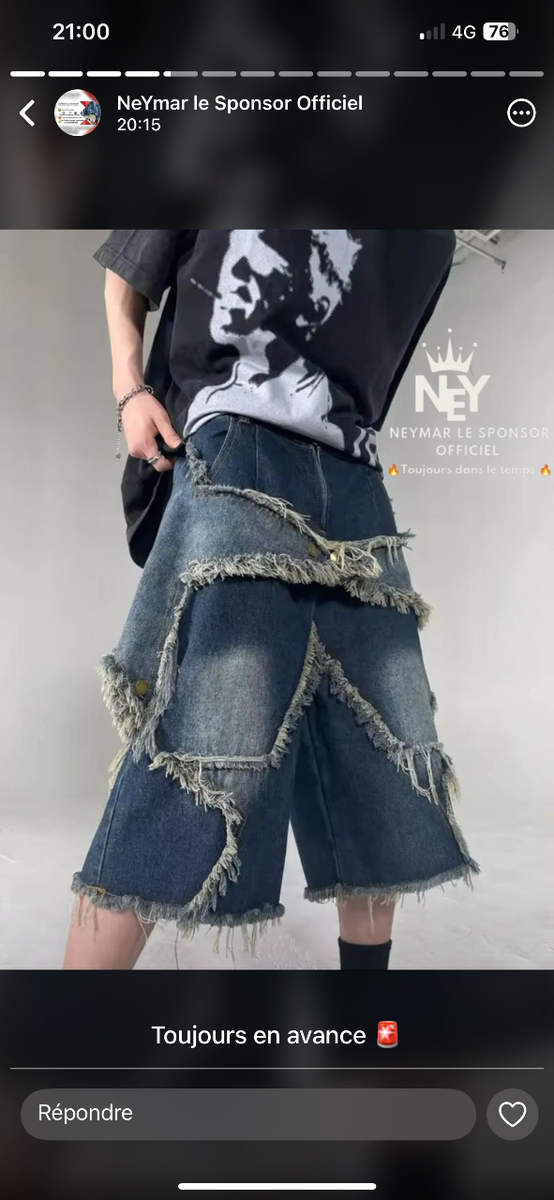 Short en jean tendance homme