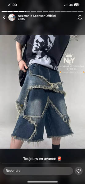 Short en jean tendance homme