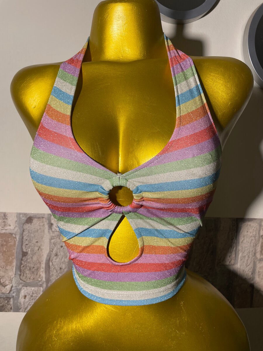 Top dos nu rayé coloré