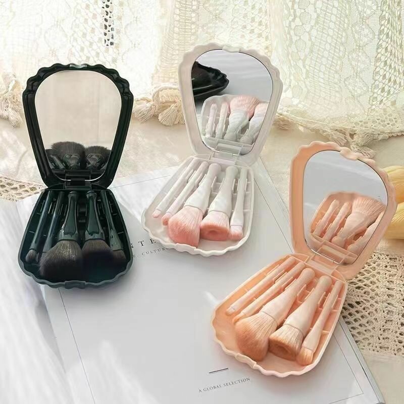5 Pcs Makeup Brush Set with Mirror