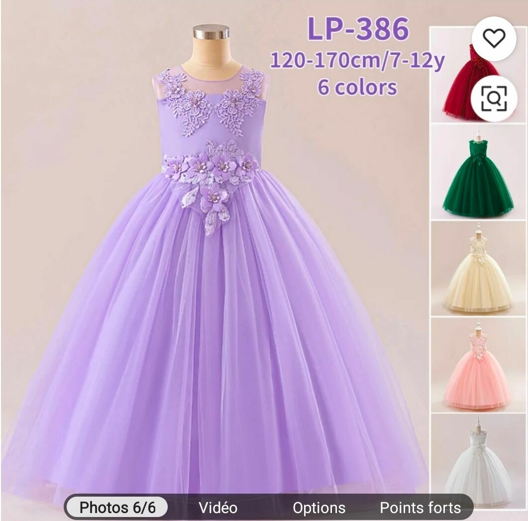 Robe princesse fille 7-12 ans