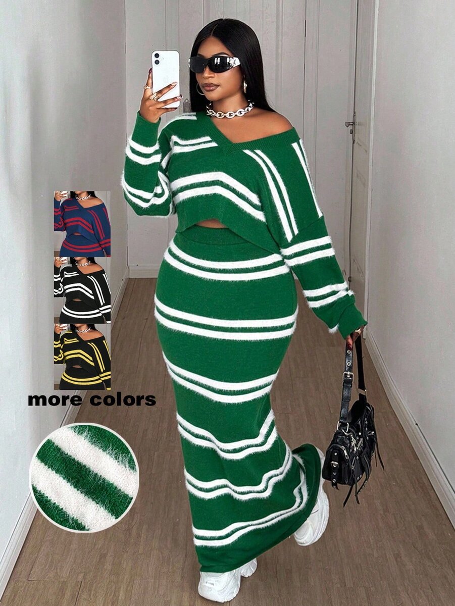 Ensemble rayé chaud femme