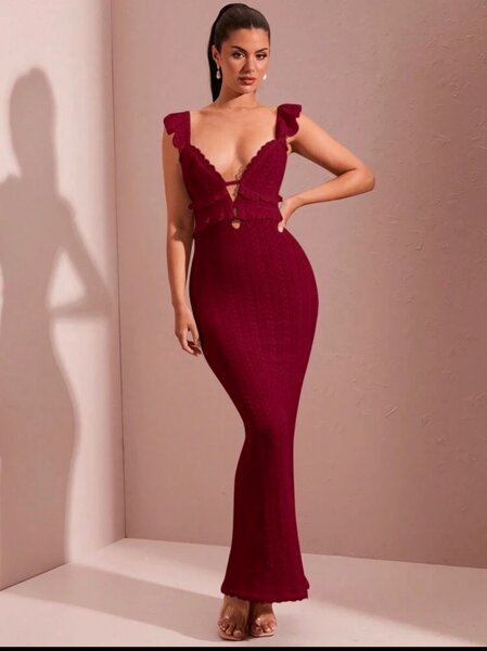 Robe maxi bordeaux glamour