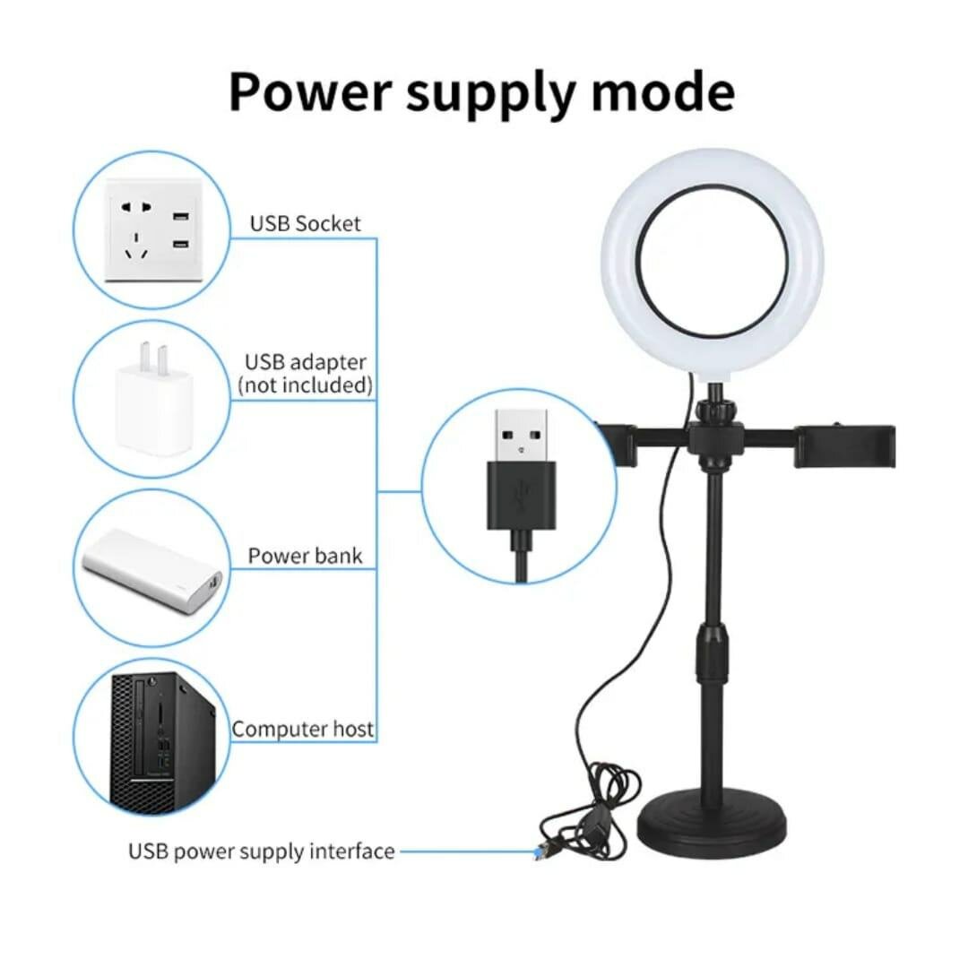 Anneau Lumineux USB avec Support Téléphone