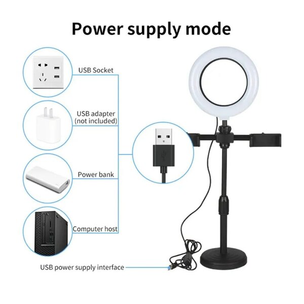 Anneau Lumineux USB avec Support Téléphone