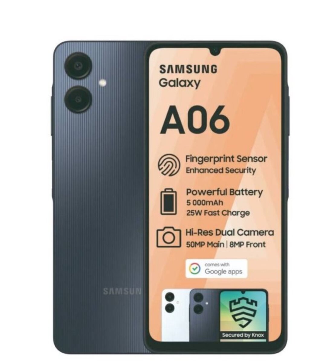 A06 - 128GB ROM + 6GB RAM - 50MP Rear/8MP Front - 5000mAh