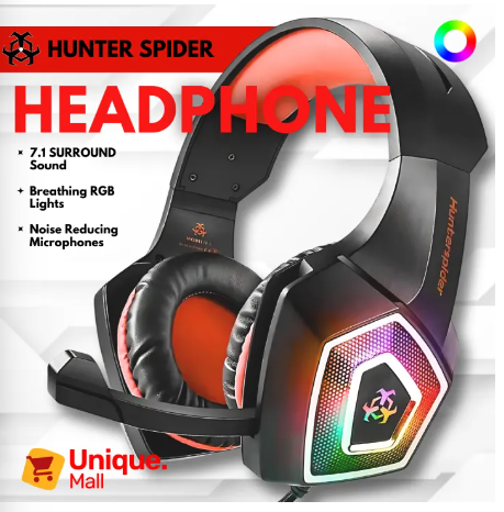 PRO RGB Gaming Headphones with Mic for PC, Pubg Mobile, PS4, Laptop - 360 Surround Sound Super Bass Vibration Over the Ear Wired Head Phones Headset for Gaming with Noise Cancelling Microphone - By Unique Mall