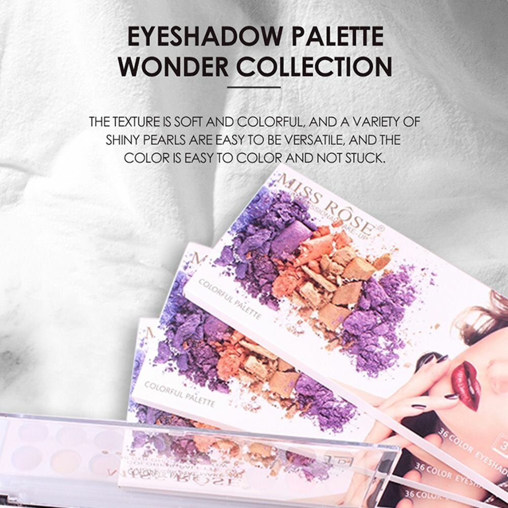 MISS ROSE 36 Color Eyeshadow 3D Colorful Waterproof Eye Shad